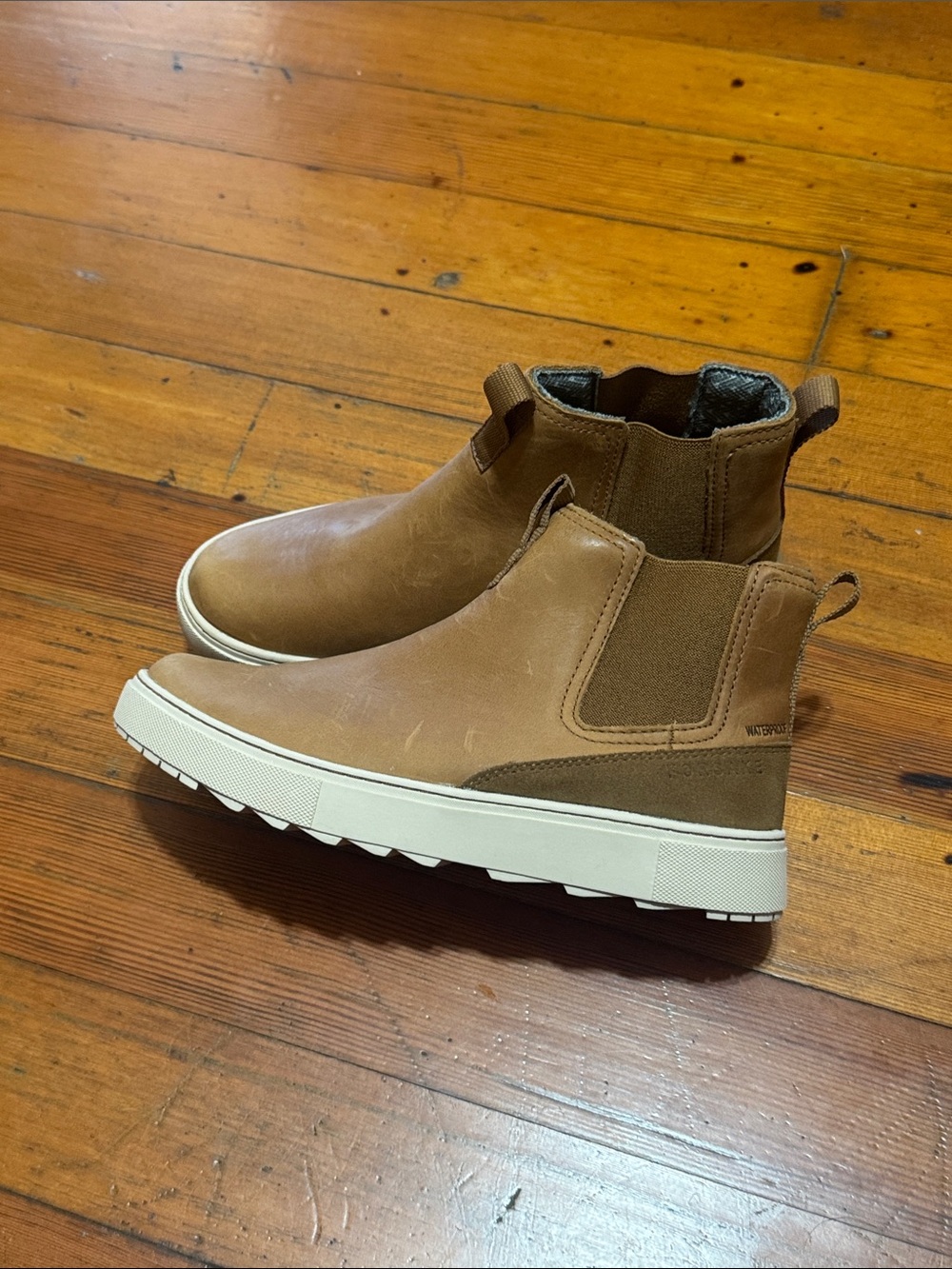 Waterproof Tan Chelsea-Style Women's Sneaker Boot